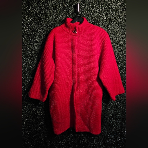 Tony Lambert Jackets & Blazers - Vibrant Red Wool Knit Coat